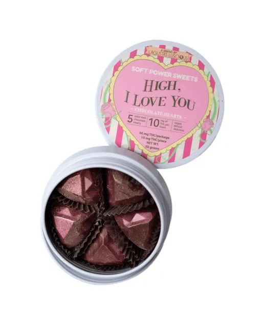 soft Power Sweets High I Love You Dark Chocolate Hearts 10ct