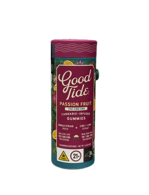 good Tide Rosin Infused Gummies Passion Fruit Indica 10ct 1